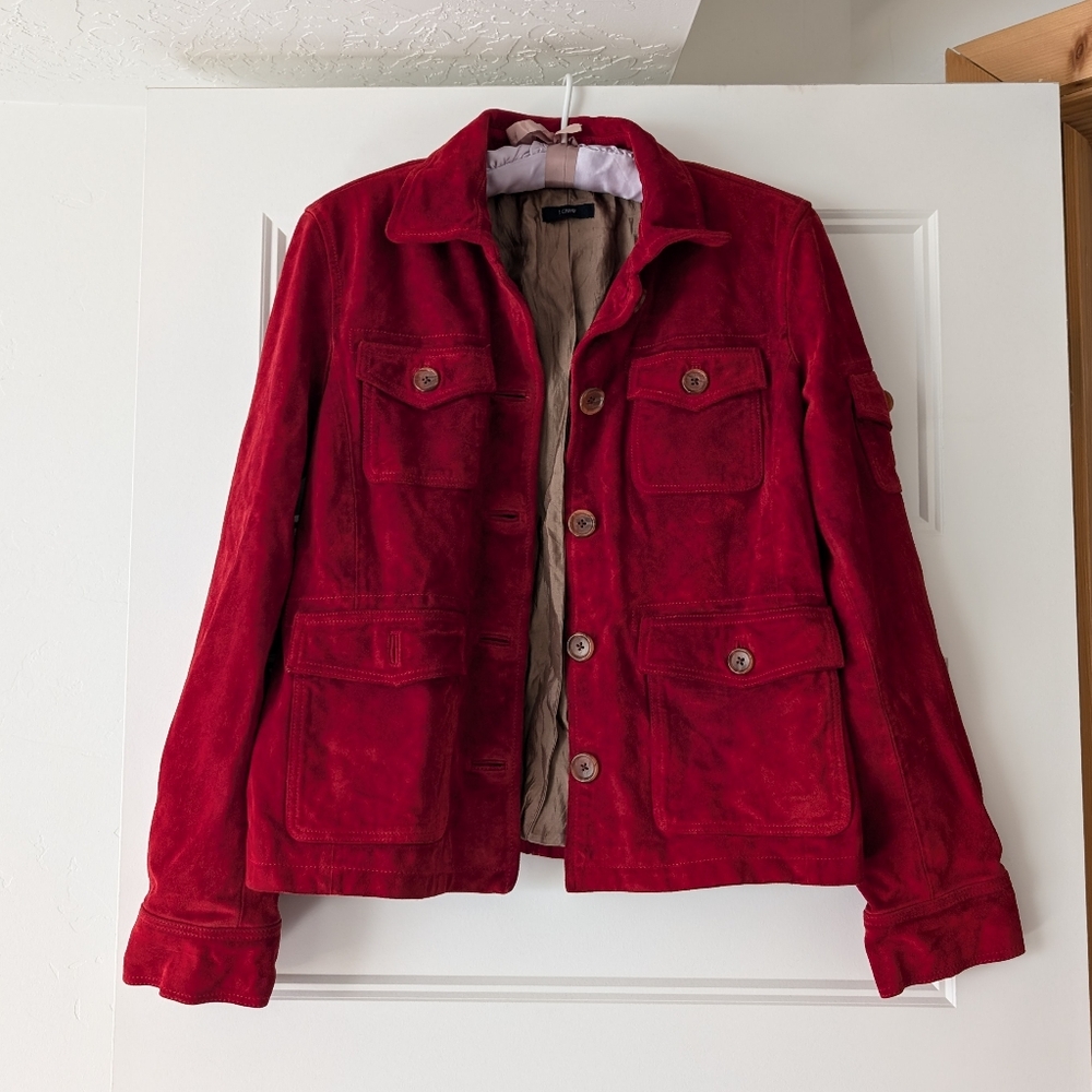 J. Crew Red Suede Jacket Size Small